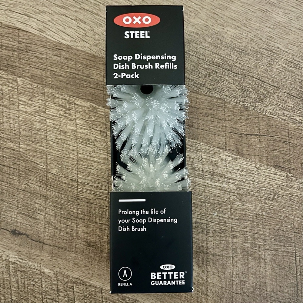 New OXO Steel Soap Dispensing Dish Brush Refills - 2 Pack‎ - Replacement Heads